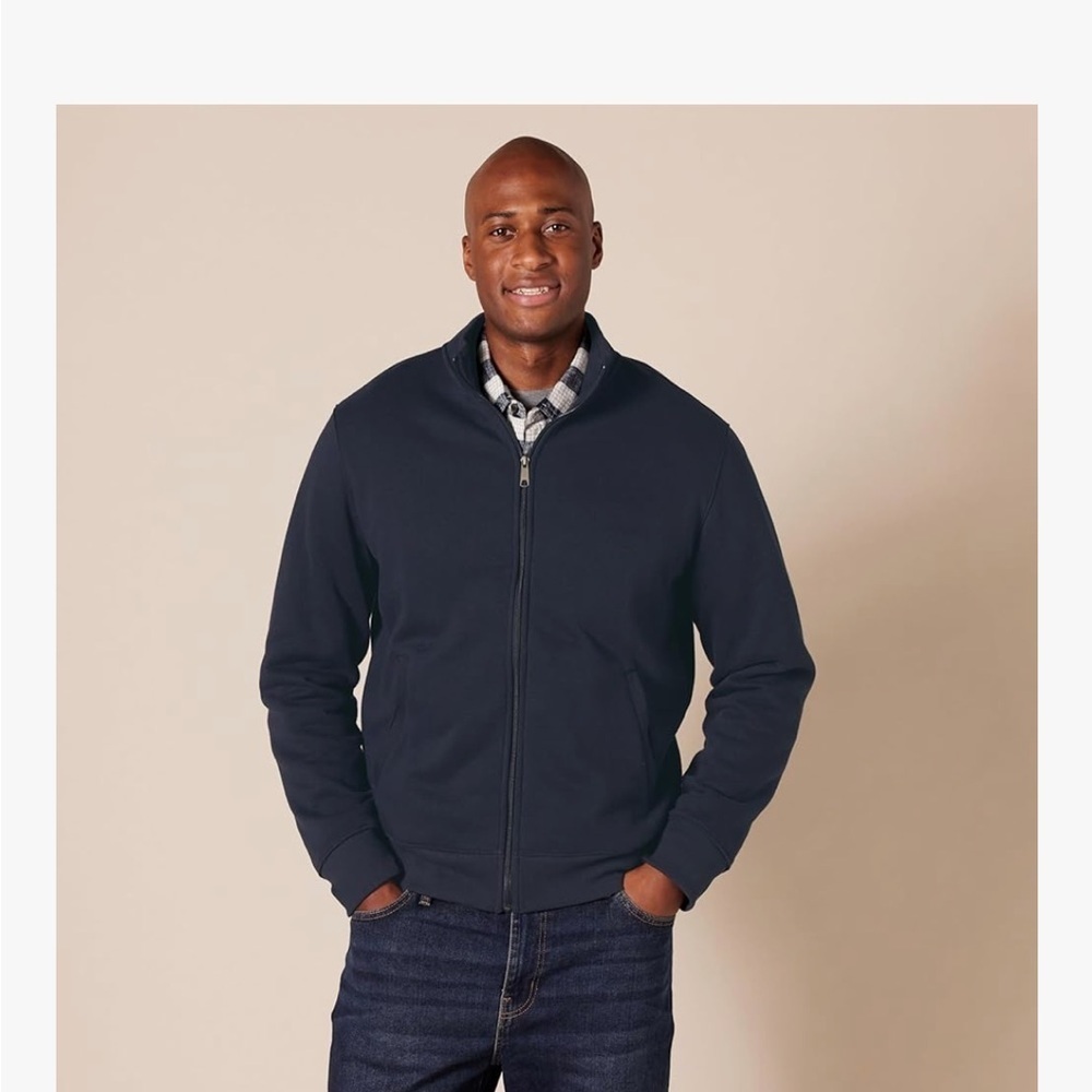 Amazon Essentials Black Zip Up Jacket with Ribbed Cuffs - Picture 5 of 6